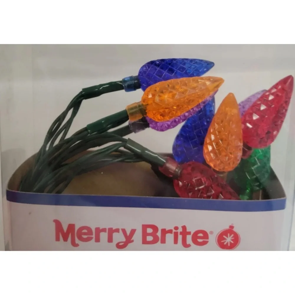 Merry Brite 10ct Battery LED Holiday Light Set 3 Ft Multi Color Lot Of 2 Faceted